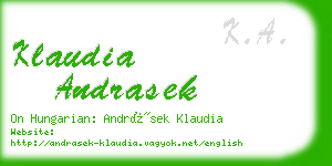 klaudia andrasek business card
